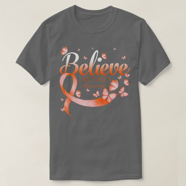 Camiseta Believe ADHD Awareness Butterfly466 (Diseño del anverso)