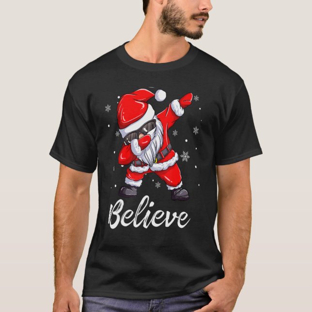 Camiseta Believe Christmas Dabbing Santa Claus Kids Boys Gi (Anverso)