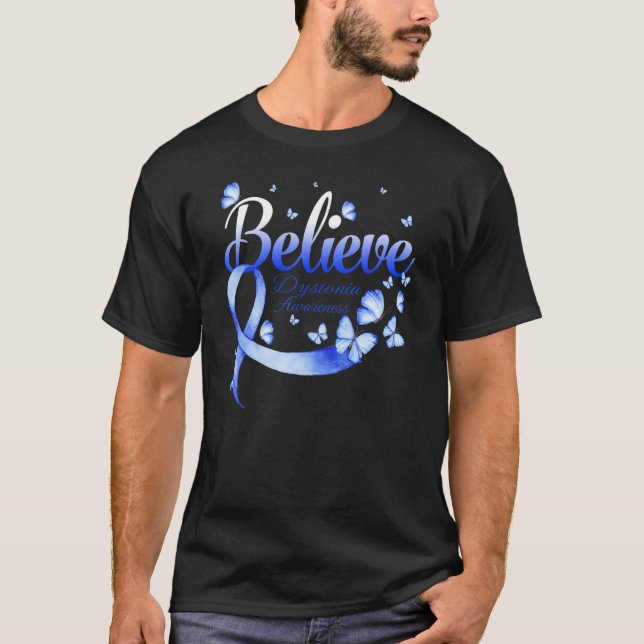 Camiseta Believe Dystonia Awareness Butterfly (Anverso)