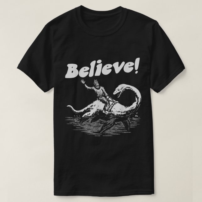 Camiseta Believe Funny Bigfoot and Loch Ness Design (Diseño del anverso)