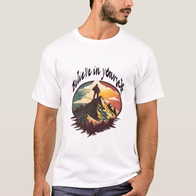 Camiseta "Believe in Yourself" Retro Mountain Adventure (Anverso)