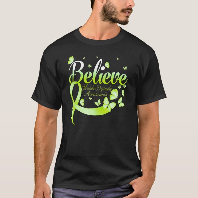 Camiseta Believe Muscular Dystrophy Awareness Butterfly (Anverso)