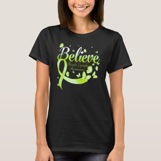 Camiseta Believe Muscular Dystrophy Awareness Butterfly (Anverso)
