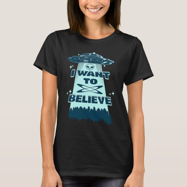 Camiseta Believe UFO Spaceship Alien Retro  Alien Believer (Anverso)