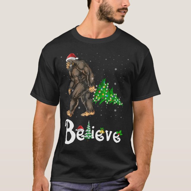 Camiseta Belig Bigfoot Sasquatch Santa Hat Navidades (Anverso)