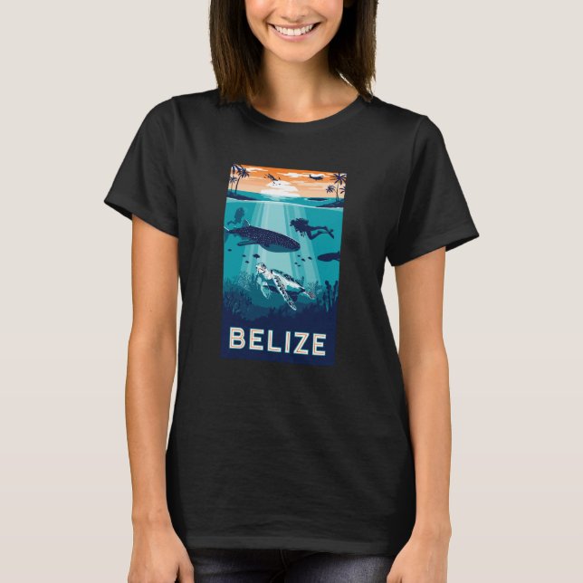 Camiseta Belize Snorkeling Whale Shark Sea Turtle Caribbean (Anverso)