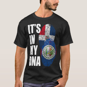 Camiseta Belizean And Dominican Mix DNA Flag Heritage Gift 