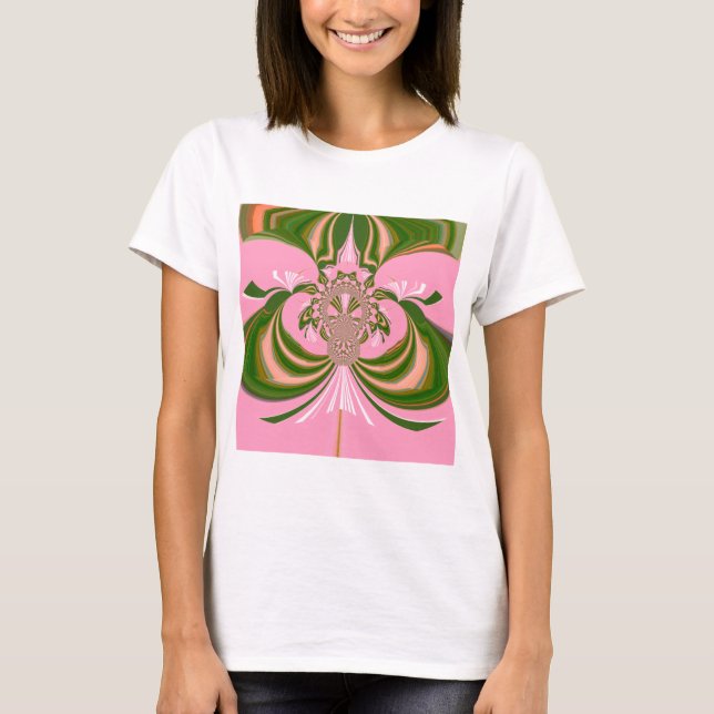 Camiseta Bella bebé rosa verde y blanco Kaleidoscopio (Anverso)