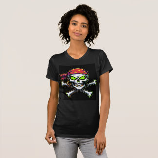 Camiseta Bella+Canvas Caveira Pirata Neon Verde