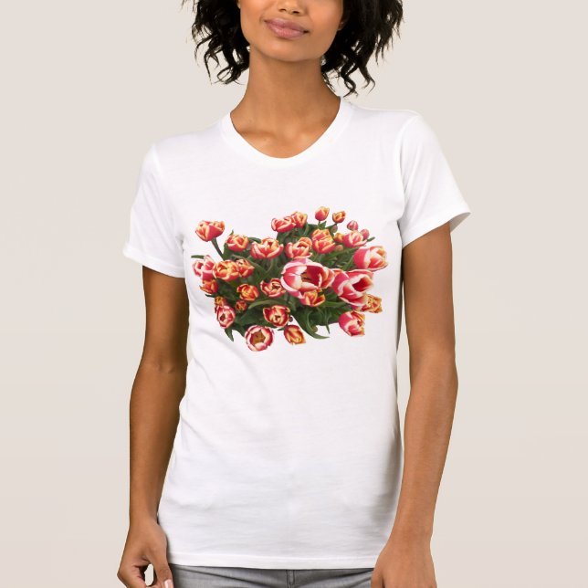 Camiseta Bella Canvas de tulipanes rojos y blancos (Anverso)