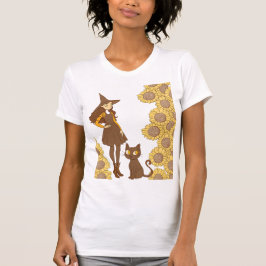 Camiseta "Bella de bruja y gato + Tee delgado para mujer de