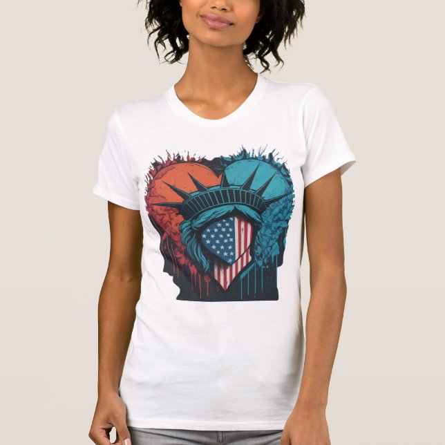 Camiseta Bella de las mujeres+Canvas Slim Fit Love America  (Anverso)
