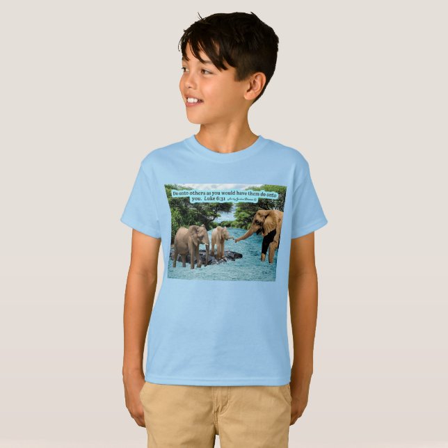 Camiseta Bella Escritura Elefante Luke 6:31 (Anverso completo)