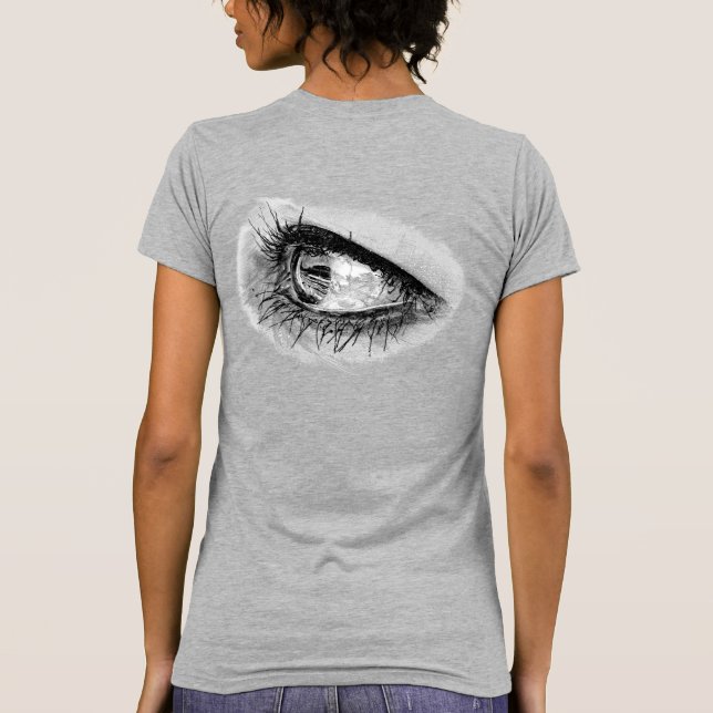 Camiseta Bella mujer dibujada a mano Lápiz de ojos (Reverso)