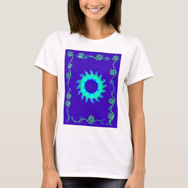 Camiseta Bella pintura de aceite de arte floral azul irland (Anverso)