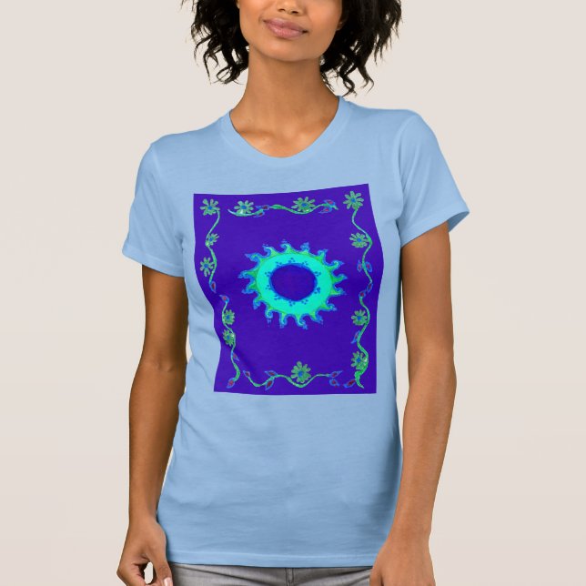 Camiseta Bella pintura de aceite de arte floral azul irland (Anverso)