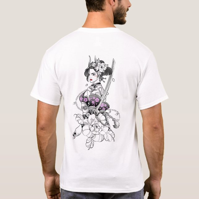 Camiseta "Bella Samurai Geisha con Katana" (Reverso)