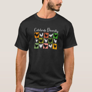 Camiseta Bellas gallinas muchas diferentes razas de pollo F