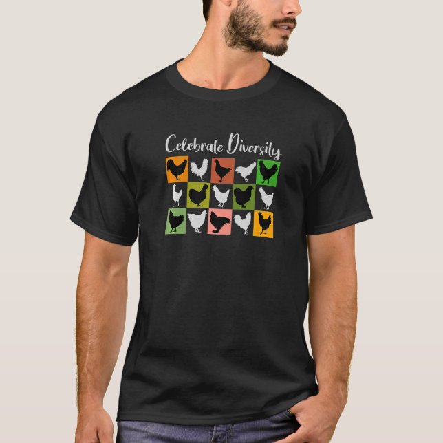 Camiseta Bellas gallinas muchas diferentes razas de pollo F (Anverso)
