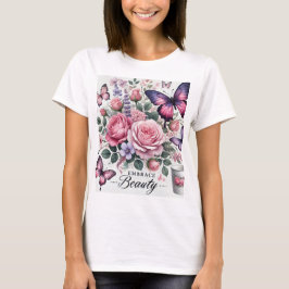 Camiseta Belleza de abrazo - Elegante arte floral y maripos
