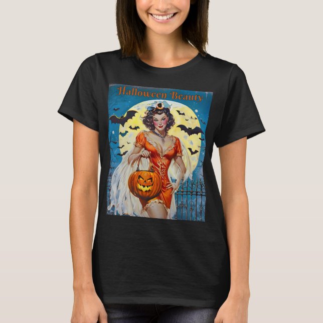 Camiseta Belleza de Halloween - Pintura retro (Anverso)