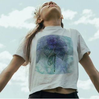 Camiseta Belleza Flor Fondo de color de agua Vintage