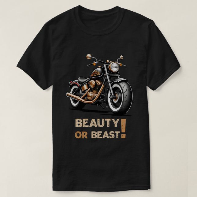 Camiseta belleza o bestia de motocicleta (Diseño del anverso)