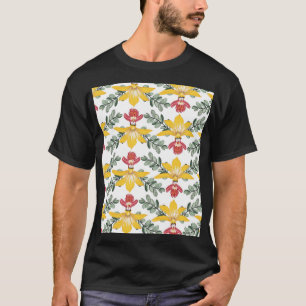Camiseta Belleza Orquídea: Elegancia De Patrón Floral.