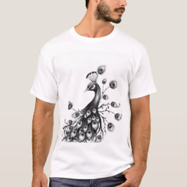Camiseta Belleza real: arte de carbón de pavo real