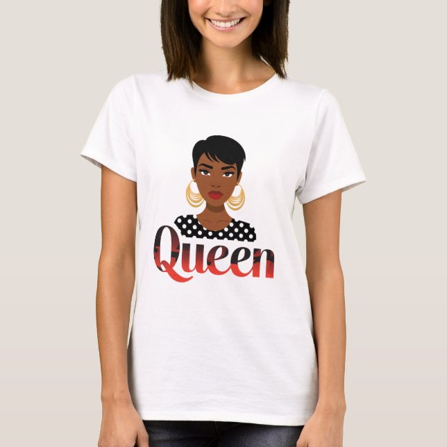 Camiseta Belleza real - Retrato elegante de una reina negra (Anverso)
