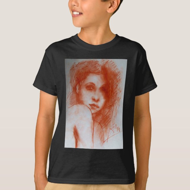 Camiseta BELLEZA ROMÁNTICA / Retrato femenino en Sepia Brow (Anverso)