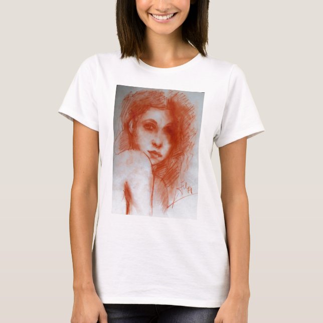 Camiseta BELLEZA ROMÁNTICA / Retrato femenino en Sepia Brow (Anverso)