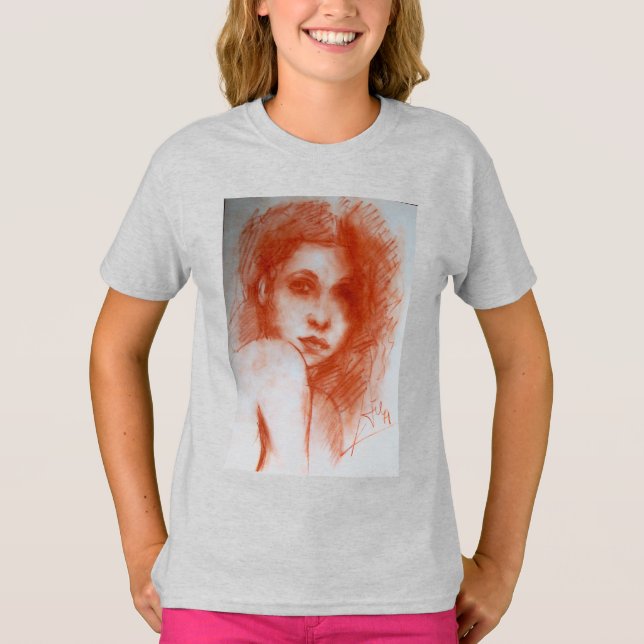 Camiseta BELLEZA ROMÁNTICA / Retrato femenino en Sepia Brow (Anverso)