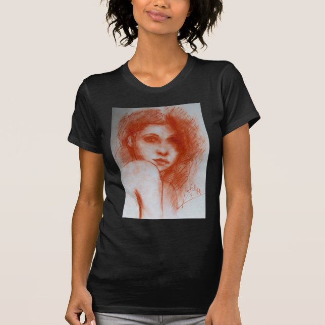 Camiseta BELLEZA ROMÁNTICA / Retrato femenino en Sepia Brow (Anverso)