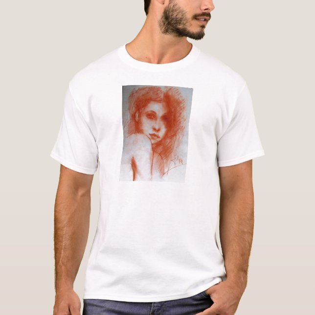 Camiseta BELLEZA ROMÁNTICA / Retrato femenino en Sepia Brow (Anverso)