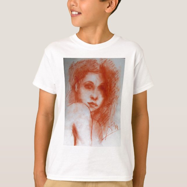 Camiseta BELLEZA ROMÁNTICA / Retrato femenino en Sepia Brow (Anverso)