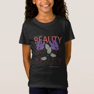 Camiseta Belleza, texto repetido con flores