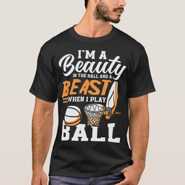Camiseta Belleza Y Bestia Al Jugar Al Baloncesto Divertido  (Anverso)
