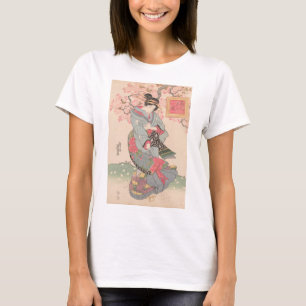 Camiseta Bellezas bajo flores de cerezo Vintage Ukiyo-e