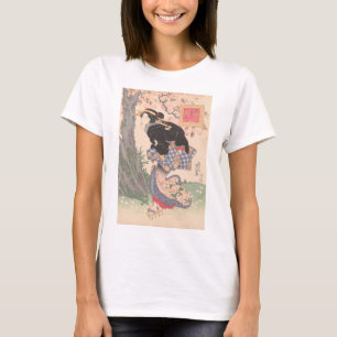 Camiseta Bellezas bajo flores de cerezo Vintage Ukiyo-e