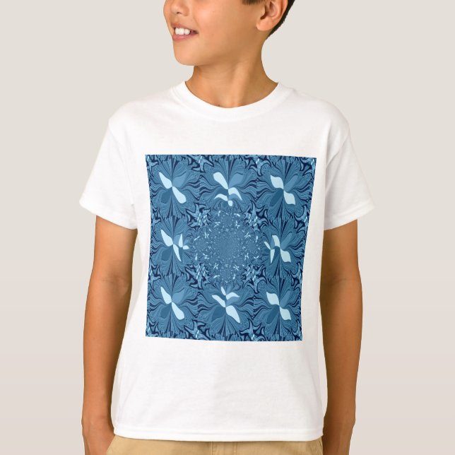 Camiseta Bello arte asombroso iridiscente azul caleidoscopi (Anverso)