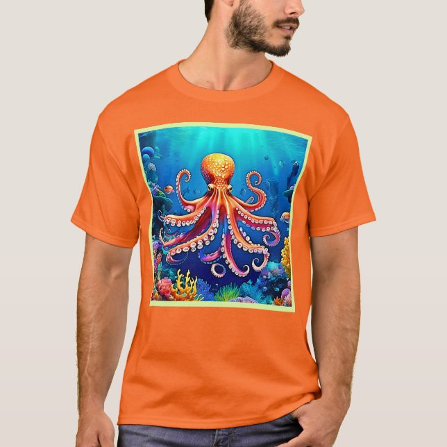 Camiseta Bello arte de pulpos subacuáticos (Anverso)