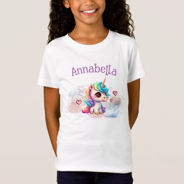 Camiseta Bello Bebe Unicornio y Corazones (Anverso)