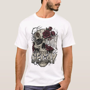 Camiseta Bello Decaimiento Cráneo y Rosas Gráfico Gótico