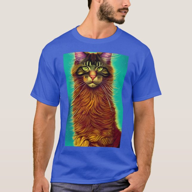 Camiseta bello gato de capucha dorada (Anverso)