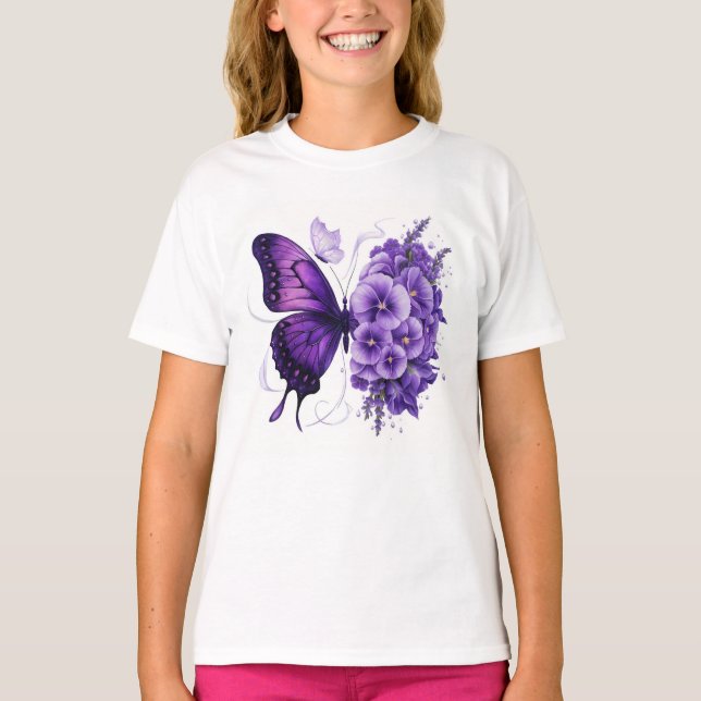 Camiseta bello morado hinchado lindo (Anverso)