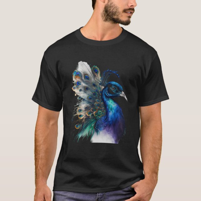 Camiseta bello pavo real majestuoso a la luz de la luna (Anverso)