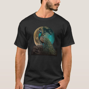 Camiseta bello pavo real majestuoso a la luz de la luna 1