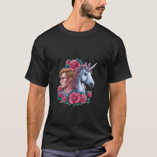 Camiseta Bello Unicornio con persona y rosas maravillosas