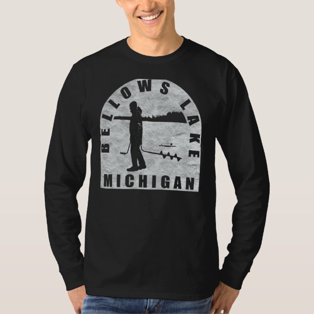 Camiseta Bellows Lake Ice Fishing Michigan (Anverso)